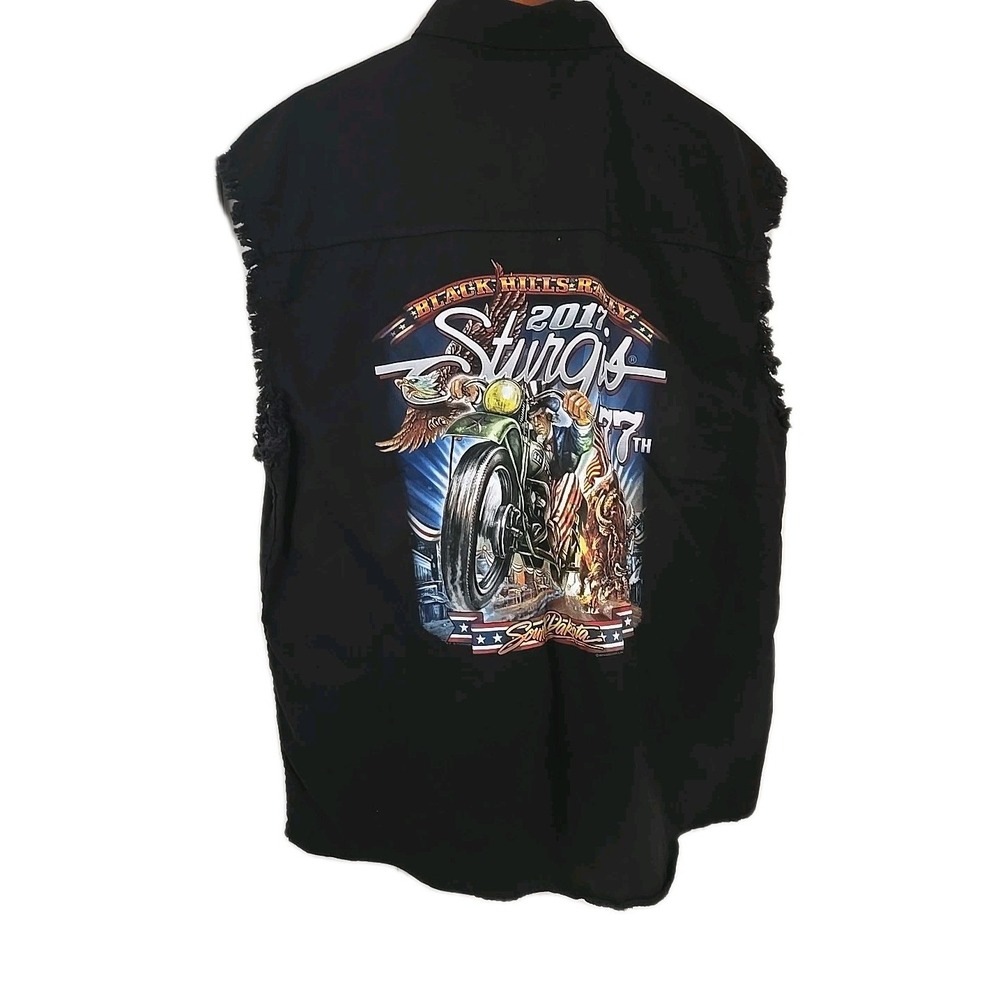 Sturgis 2017 Black Hills Rally 77th Anniversary Sleeveless Biker Shirt Black XL - Picture 2 of 16